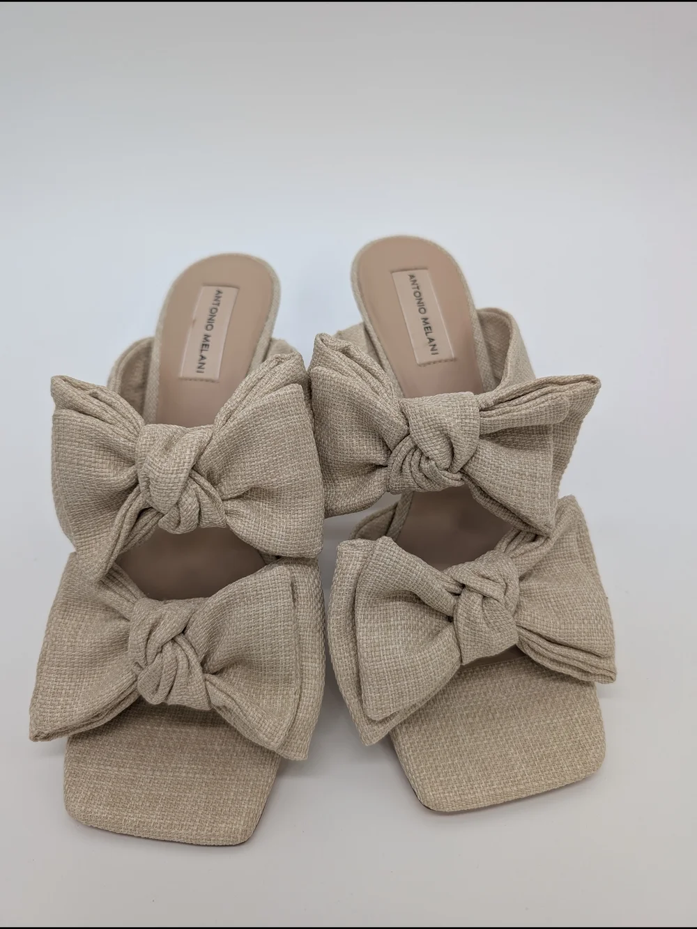 Antonio Melani Ophelia Double Bow Dress Slides in natural/cream - Picture 2 of 4